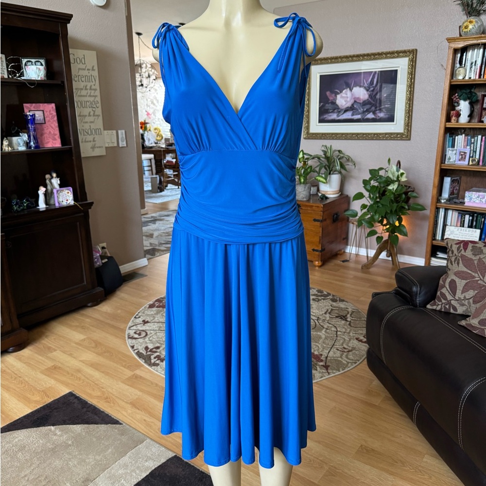 Blue Banana blue sleeveless Vneck & Vback dress-size 16
